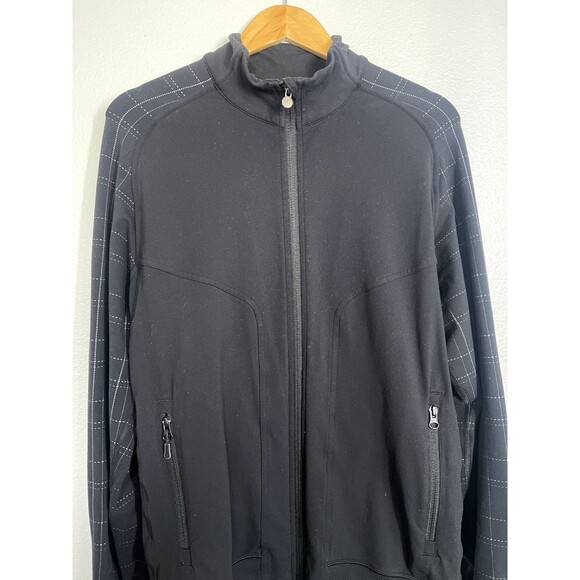Mens Lululemon Full Zip Black Jacket White Plaid Long Sleeve Size L Athletic Gym - Picture 5 of 14